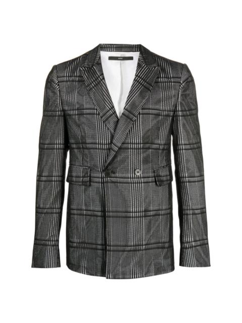 plaid-check print cotton blazer
