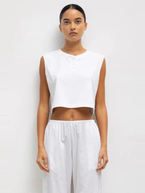 LESET Margo Sleeveless Henley White