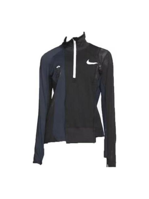 Nike (WMNS) Nike x Sacai Half Zip Running Jacket 'Black Blue' CD6308-010