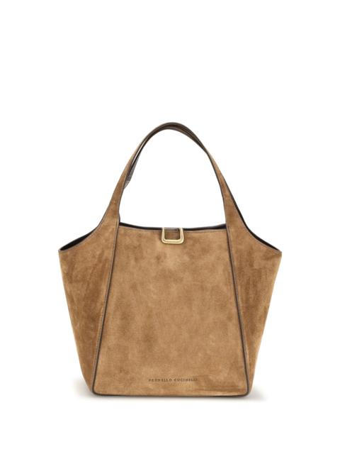 Brunello Cucinelli Brunello Cucinelli Small Sartorial Suede Bucket Bag Caramello