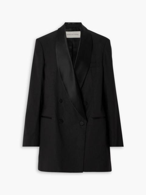 Dries Van Noten Double-breasted linen, cotton and silk-blend blazer
