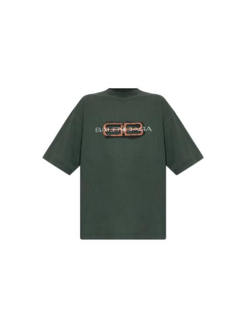 BALENCIAGA BALENCIAGA Green Cotton Crumpled Effect T-shirt New & Authen