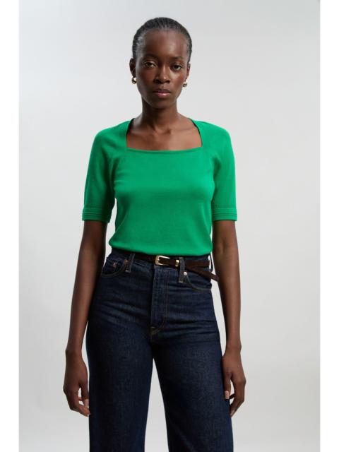 KAREN MILLEN Viscose Blend Square Neck Knitted Long Sleeve Top