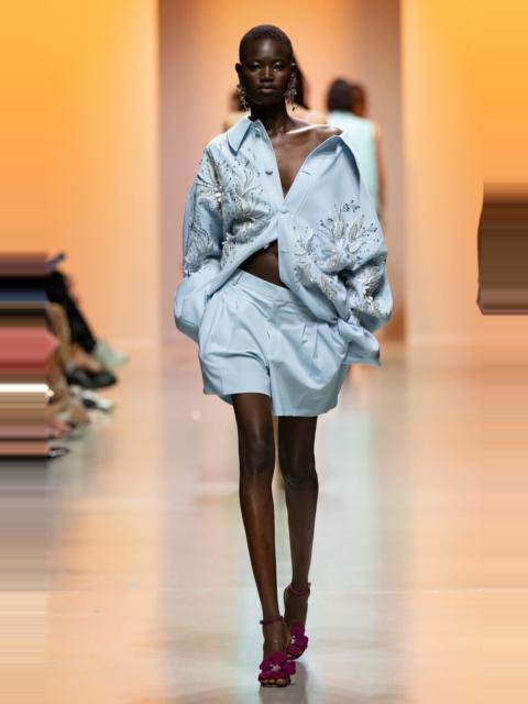 GEORGES HOBEIKA Embellished Crepe Jacket blue