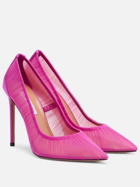 AQUAZZURA Voile 105 satin-trimmed tulle pumps
