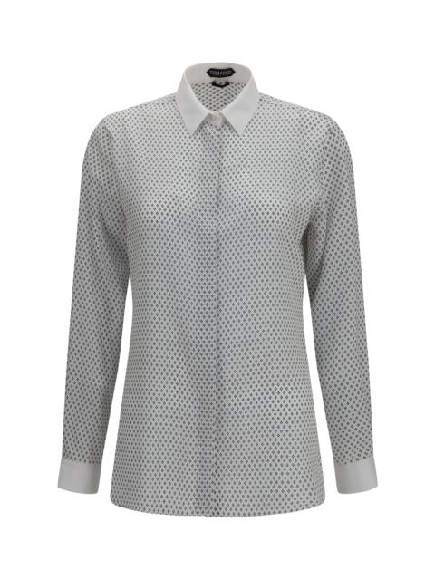 TOM FORD Tom Ford Diamond Print Silk Shirt Off White/Black