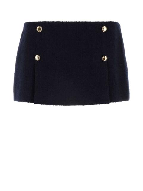 Miu Miu Miu Miu Women Midnight Blue Wool Blend Mini Skirt