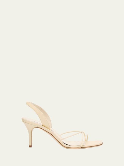 Manolo Blahnik Leather Strappy Slingback Sandals