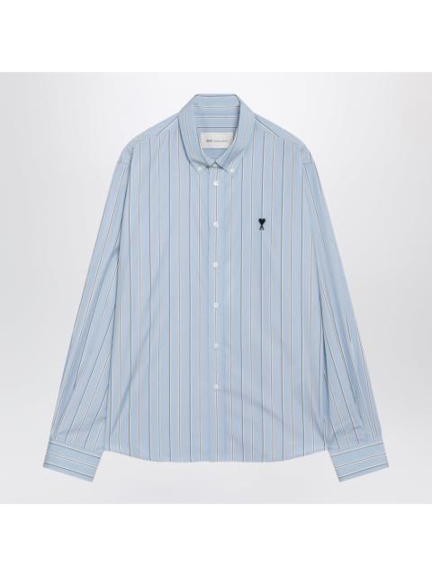 AMI Paris Ami Paris Light Blue Striped Ami De Coeur Shirt Men