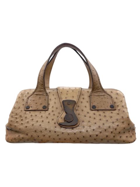 GUCCI Gucci Fall 2002 Tom Ford Light Bark Beige Ostrich Leather Wooden Hook Doctors Bag Handbag