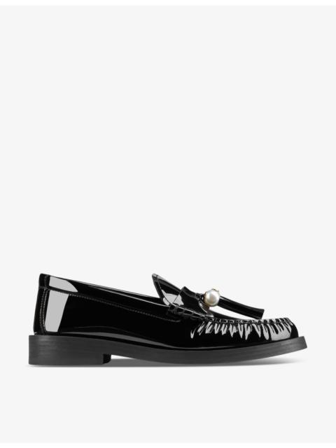 JIMMY CHOO Addie pearl-tassel leather loafers