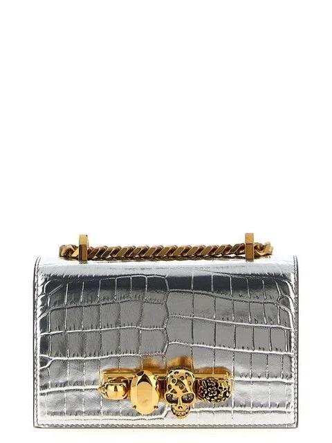 Alexander McQueen ALEXANDER MCQUEEN Jewelled Mini SilverLthr Bag New