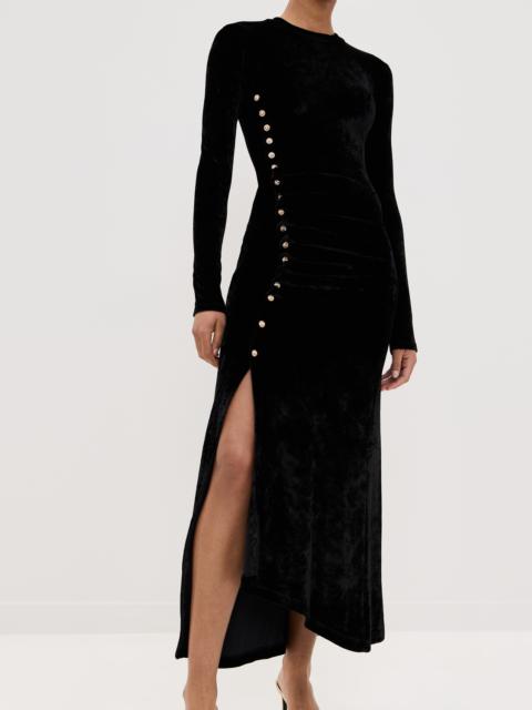 rabanne Long Draped Dress in Velvet
