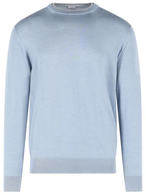 Other Designers Eleventy Light Blue Wool And Silk Yarn Sweater Men