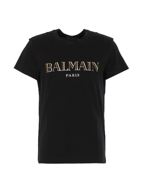 Balmain Balmain Logo Embossed Cotton T Shirt