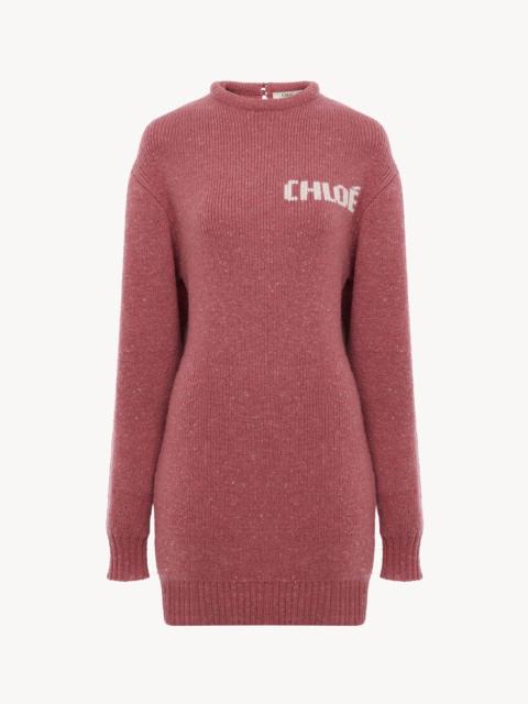 Chloé LONG-SLEEVE LOGO MINI DRESS IN A MERINO WOOL KNIT