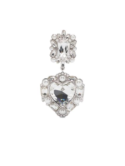 crystal-pearl tiered-heart earrings