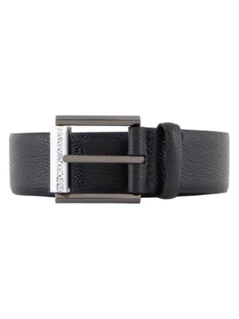 EMPORIO ARMANI Emporio Armani Tumbled-Leather Logo Buckle Belt