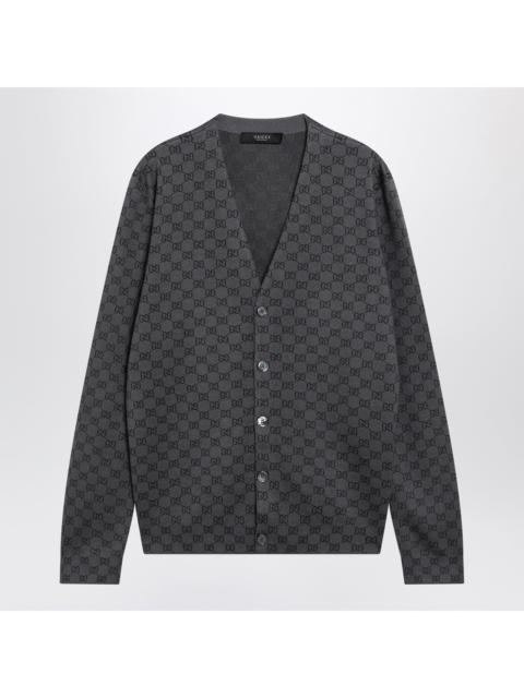 GUCCI Gucci Grey Wool And Silk Cardigan With Gg Motif Men