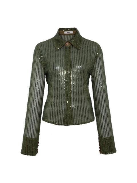 SIEDRÉS Sezanne Sheer Sequined Top green