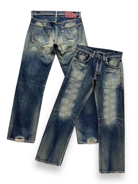 Other Designers FYE🔥Vintage EDWIN 504 Japan Grunge ZigZag Distressed Denim