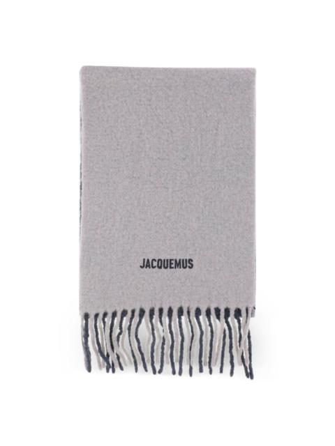 JACQUEMUS EMBROIDERED ALPACA-BLEND SCARF