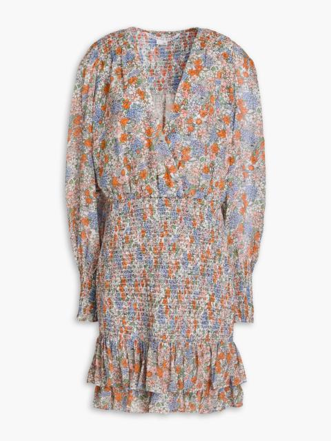 VERONICA BEARD Saera shirred floral-print silk-chiffon mini dress