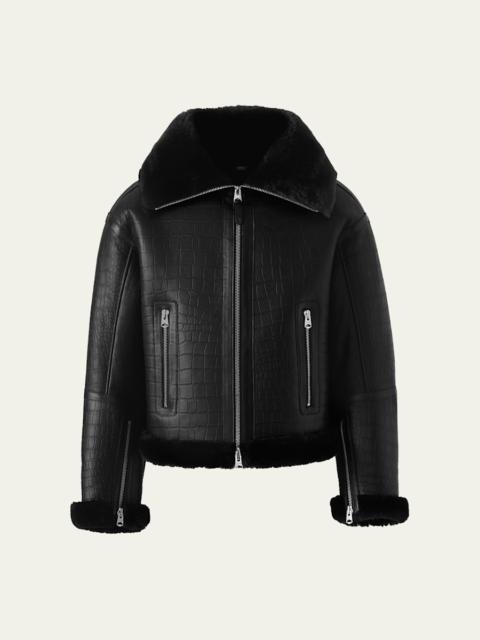 MACKAGE Men's Memphis Croc-Effect Oversized Shearling Jacket