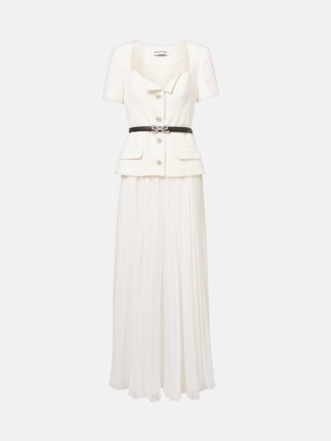 self-portrait Belted plissé crêpe maxi dress