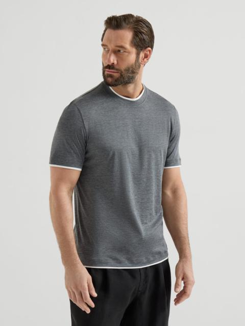 Brunello Cucinelli Silk and cotton jersey crew neck T-shirt with faux-layering