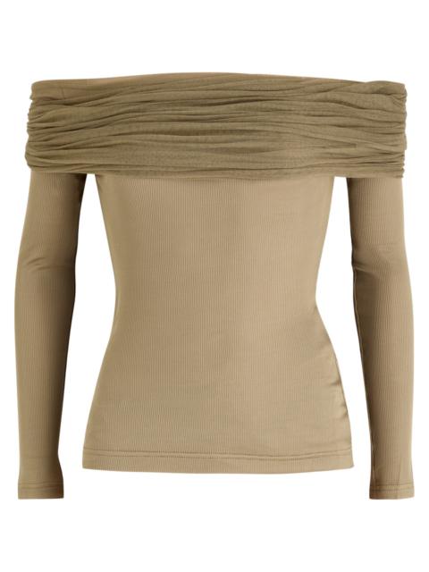 CHRISTOPHER ESBER Christopher Esber Sonora Veiled Off-the-shoulder Stretch-jersey top