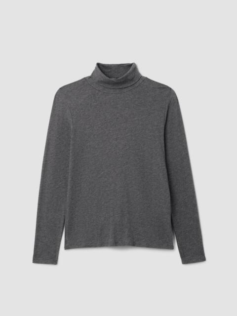 EILEEN FISHER Mélange Sheer Cotton Blend Knit Turtleneck Top