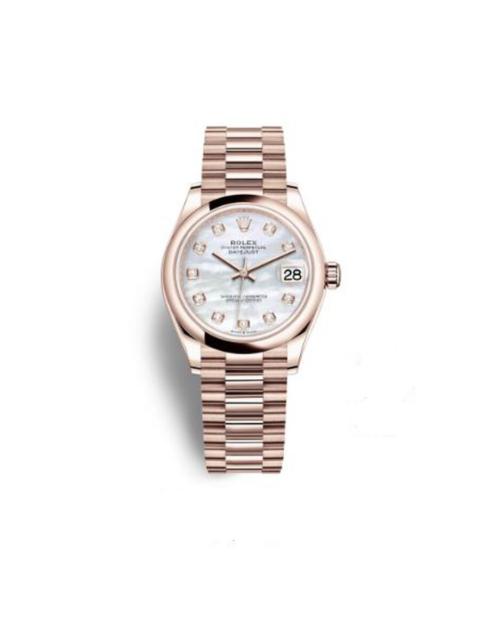 Rolex Datejust 31 Mother of Pearl Diamond Dial Ladies 18 ct Everose Gold Everose Gold President Watc