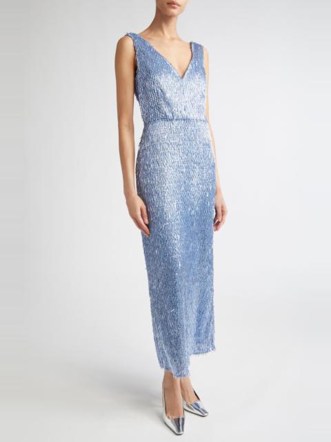 Erdem Erdem Beaded Sleeveless Cocktail Dress in Artist's Blue at Nordstrom