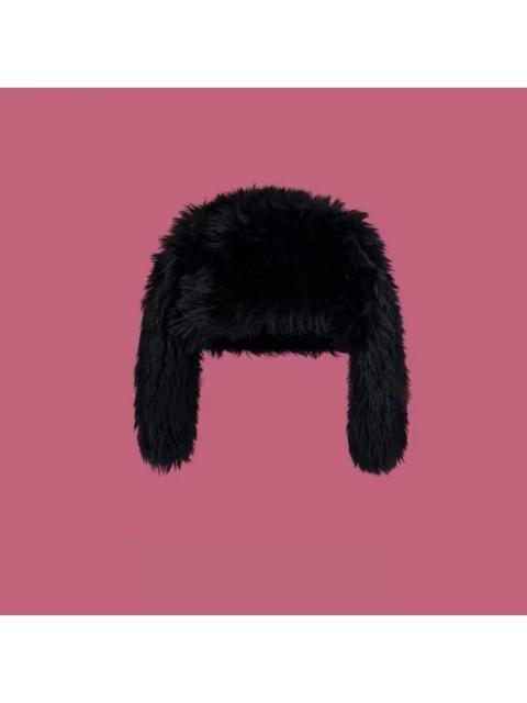Other Designers Black Ultra Soft Thick Fleece Fur Faux Ushanka Hat Cute Y2K Warm Earflap Trapper Hat