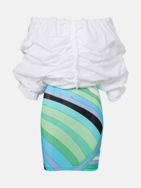 PUCCI Ruched off-shoulder cotton minidress