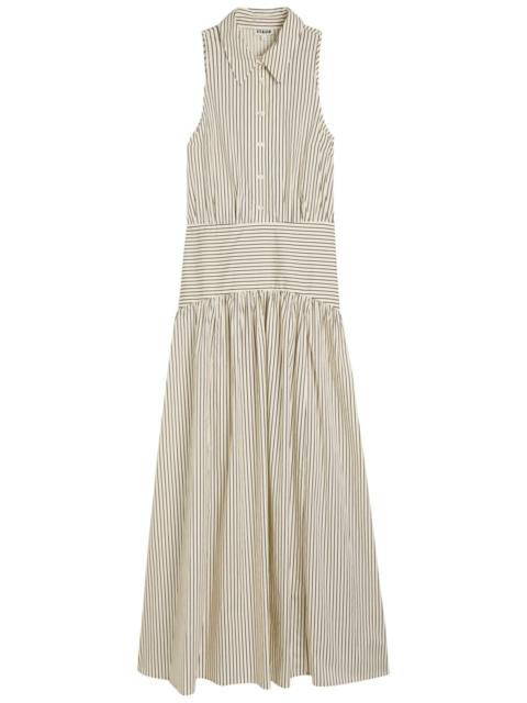STAUD Staud Romy Striped Stretch-cotton Poplin Maxi Shirt Dress