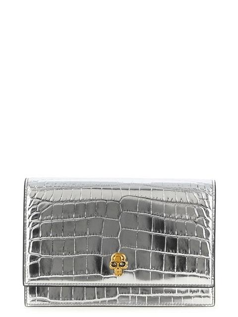 Alexander McQueen McQueen Skull Small Silver Leather Shoulder Bag