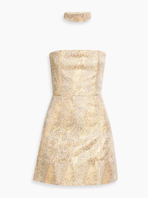 Alice + Olivia Paige strapless metallic jacquard mini dress