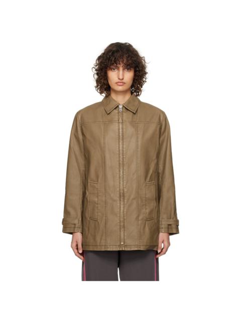 OPEN YY Brown Print Faux-Leather Jacket