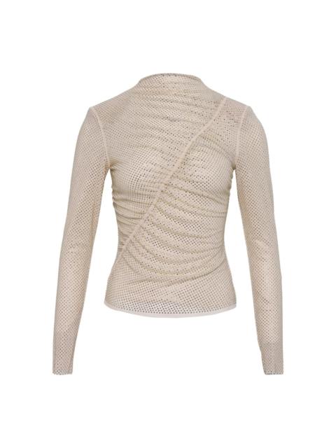 self-portrait Champagne Rhinestone Gathered Top