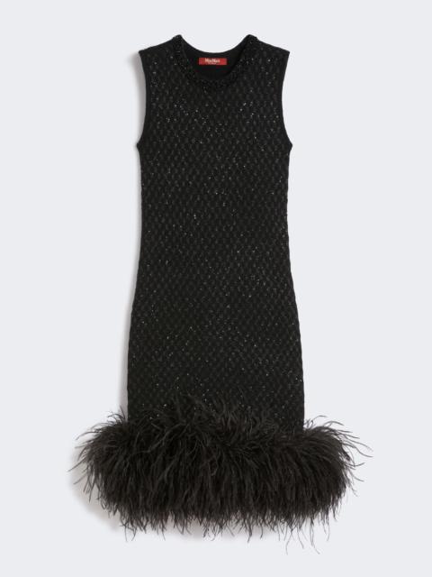 Max Mara NOVARA Wool and mohair mini dress with feather detail
