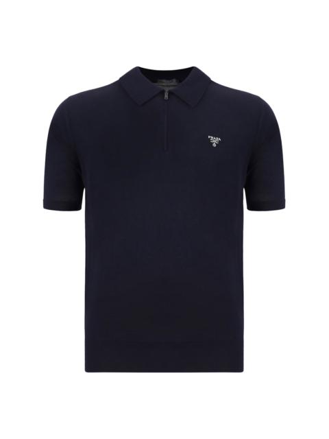 Prada Prada Virgin Wool Polo Shirt Nero Men