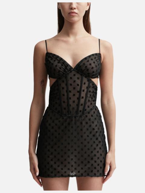 MISBHV MESH MONOGRAM CORSET MINI DRESS