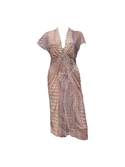 ROBERTO CAVALLI Spring Summer 2011 Crocodile Print Laced Up Dress