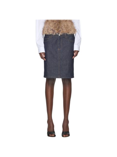 COPERNI Faux Fur Hybrid Denim Midi Skirt