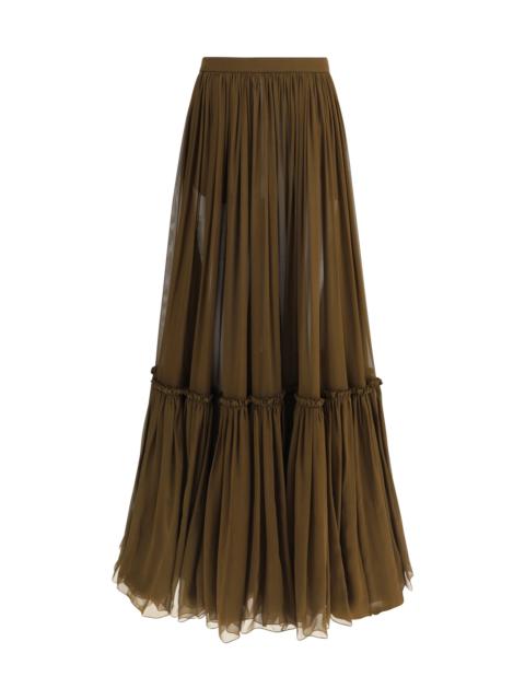 Saint Laurent Women Flounced Long Skirt