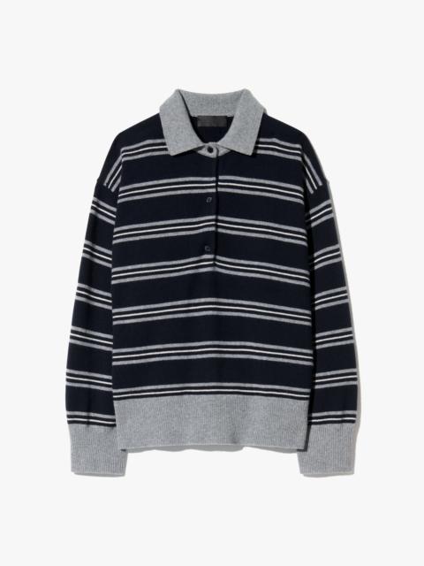 NILI LOTAN GALVEZ STRIPE CASHMERE POLO