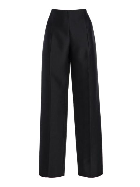 TOTEME Slim Wool-Silk Straight-Leg Pants black