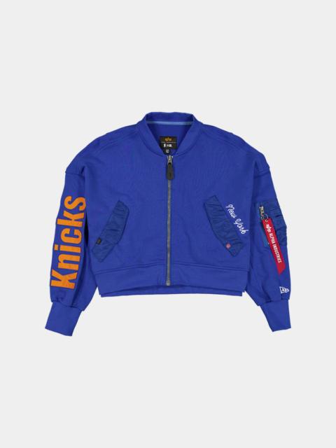 ALPHA INDUSTRIES NEW YORK KNICKS X ALPHA X NEW ERA L-2B FRENCH TERRY JACKET WOMENS